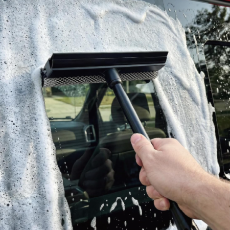 2-in-1 Car Window Squeegee with Extended Handle for Glass Cleaning