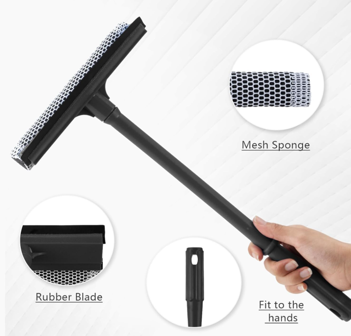 2-in-1 Window Cleaning Squeegee with Long Handle for Car and Glass - Image 2