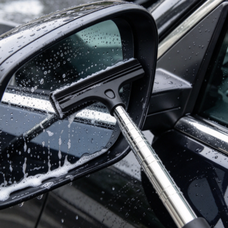 Retractable Side Mirror Squeegee with Comfortable Foam Handle