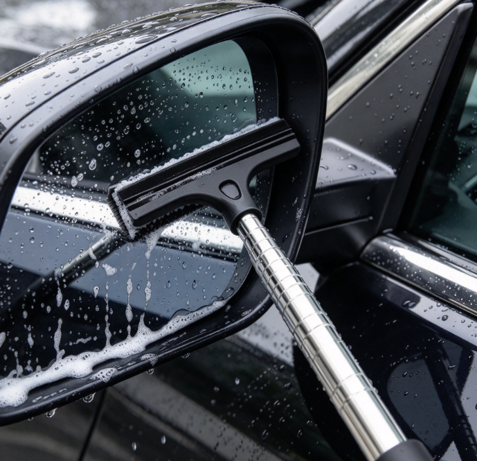 Retractable Side Mirror Squeegee with Comfortable Foam Handle
