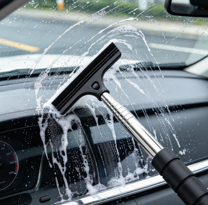 Retractable Side Mirror Squeegee with Comfortable Foam Handle - Image 2