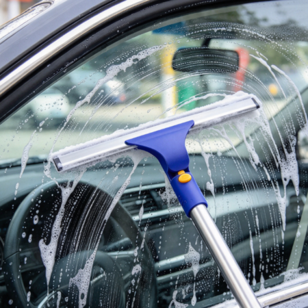 Window Cleaning Squeegee Kit with Extendable Pole and Rotating Head