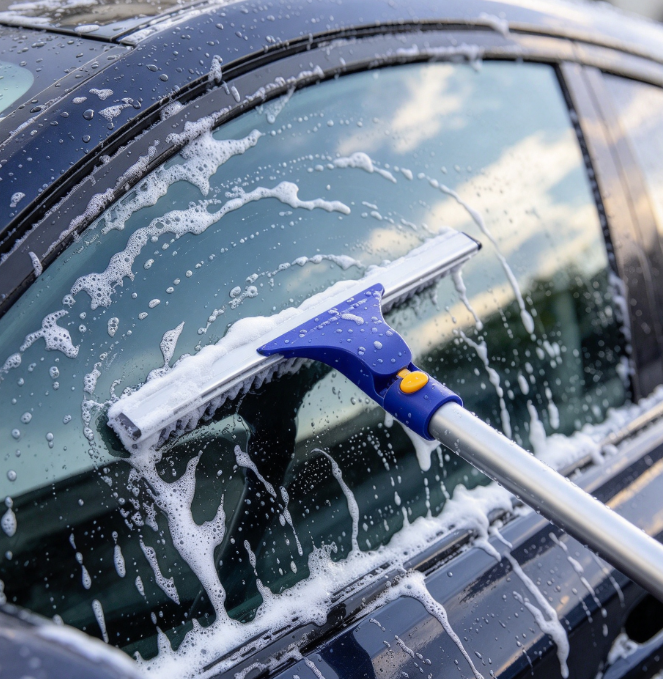 Window Cleaning Squeegee Kit with Extendable Pole and Rotating Head - Image 2