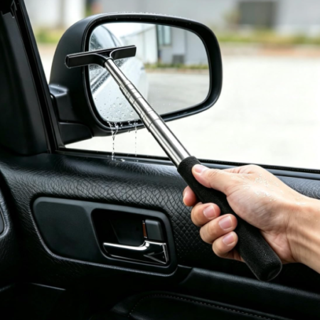 Retractable Car Mirror Squeegee with Extendable Handle