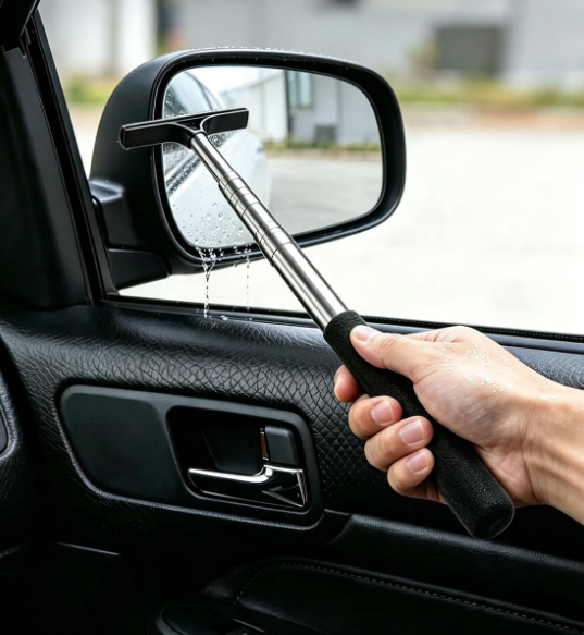 Retractable Car Mirror Squeegee with Extendable Handle