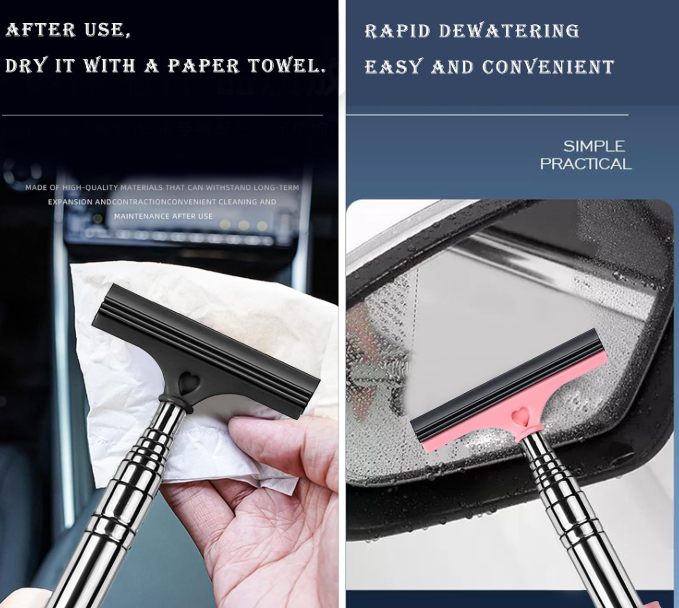Retractable Side Mirror Squeegee for Car Rearview Mirror Cleaning - Image 2