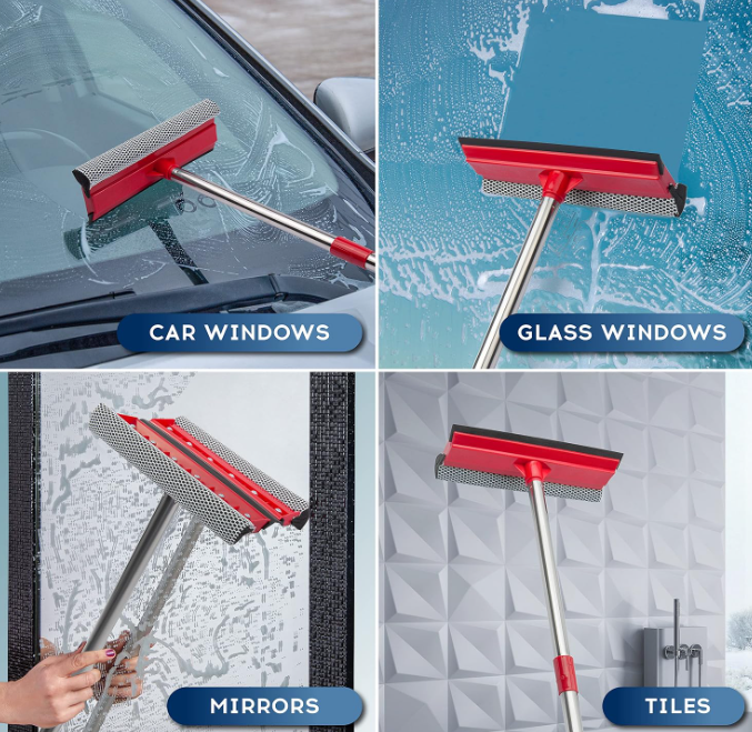 Long Handle Window Squeegee for Car Glass and Outdoor Window Cleaning - Image 2
