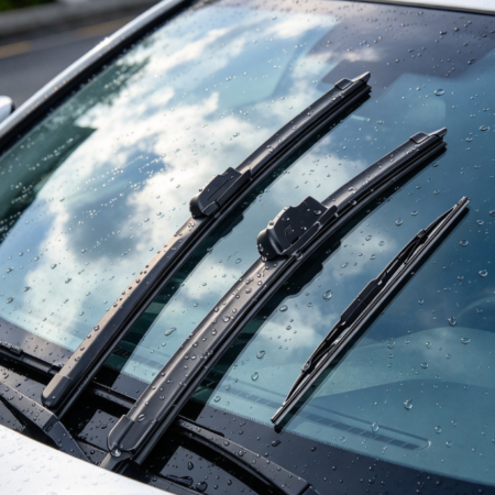Front and Rear Windshield Wiper Blade Set for Vehicle Glass