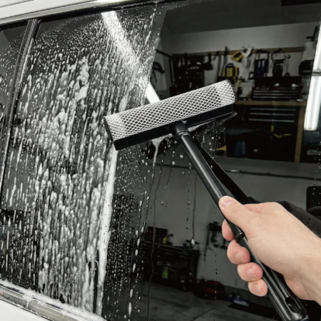 2-in-1 Car Window Cleaner with Sponge and Rubber Squeegee