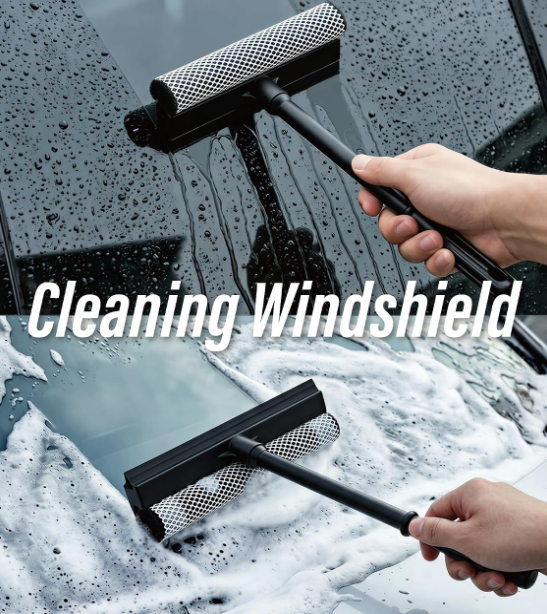 2-in-1 Car Window Cleaner with Sponge and Rubber Squeegee - Image 2