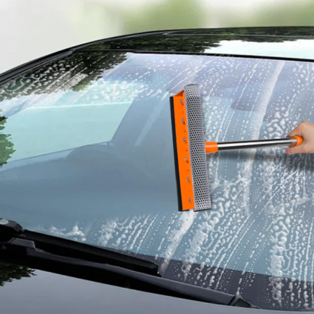 Retractable Car Windshield Squeegee with Stainless Steel Handle and Sponge