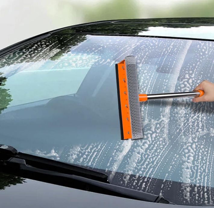 Retractable Car Windshield Squeegee with Stainless Steel Handle and Sponge